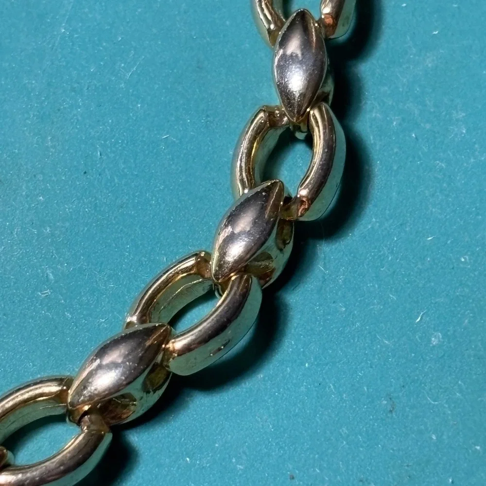 Chain Necklace Gold Silver Two-Tone Chunky Oval Link 18 Inch Statement Jewelry